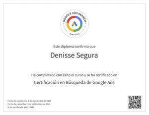 Certificación Denisse Segura Google Ads